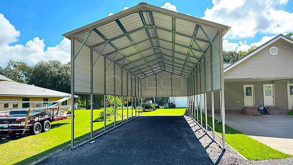 16x45 Metal Carport With Extended Panels