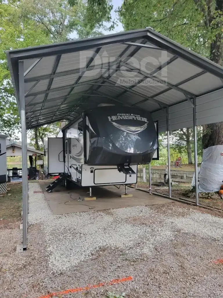 18x40x12 RV Cover With Two Side Panels - Direct Metal Structures