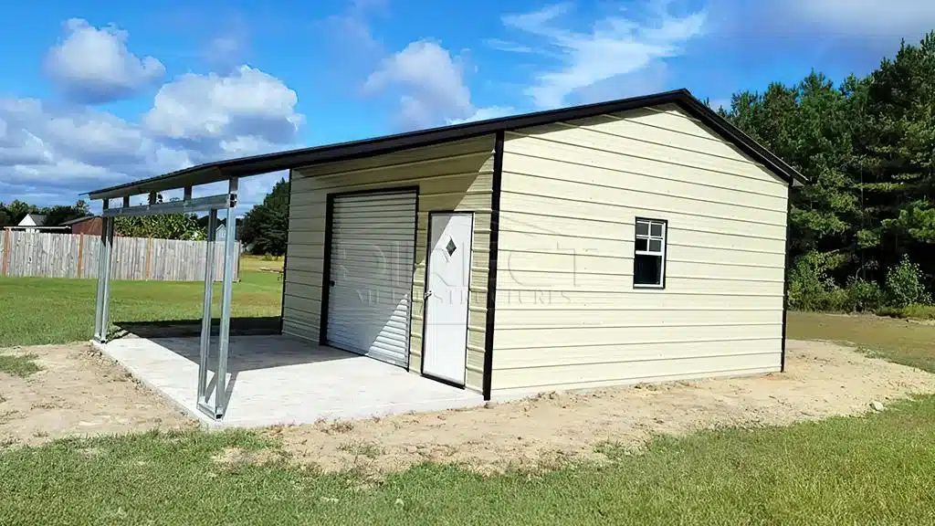 20x30 One Car Metal Garage With Lean-To