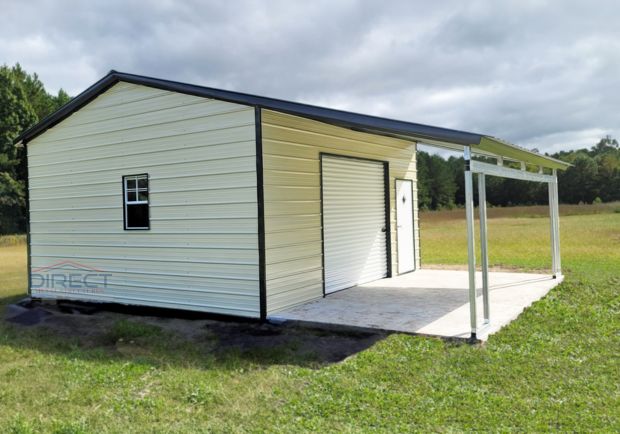 20x30 Metal Storage Building With Lean-To Direct Metal Structures