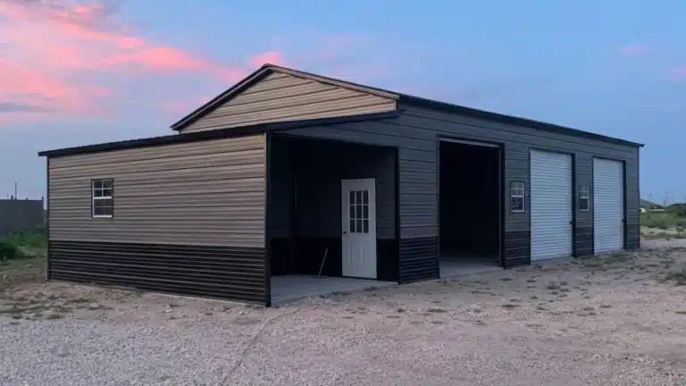 20x45 Metal Garage with 12x20 Lean-To