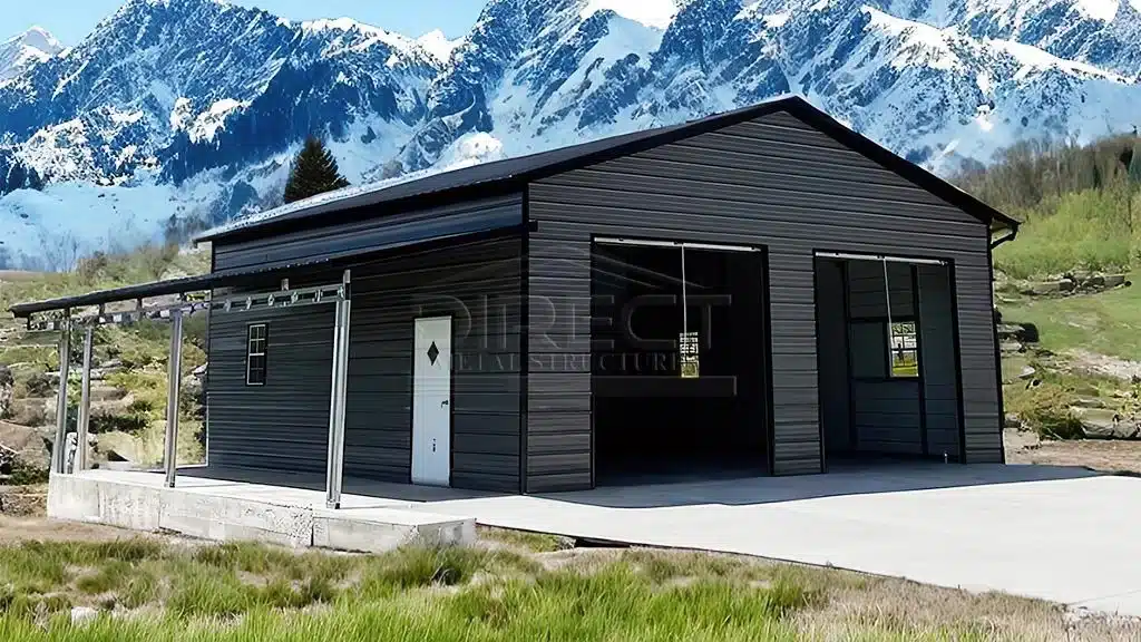 22x25 Metal Garage with Lean-To