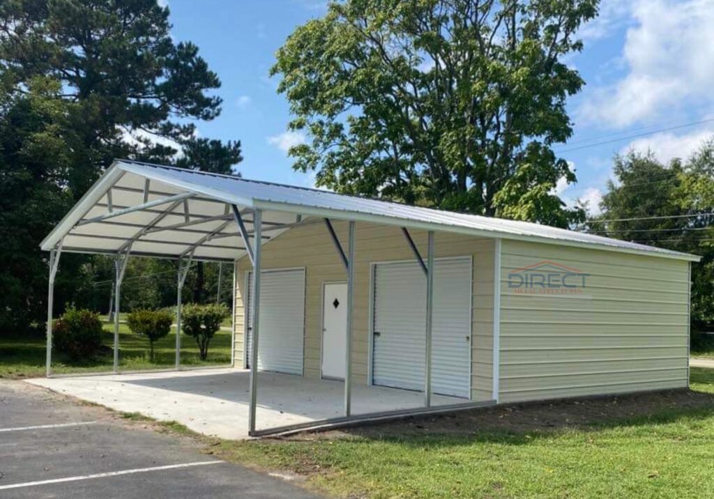 24x40 Utility Building With Two Car Garage Direct Metal Structures