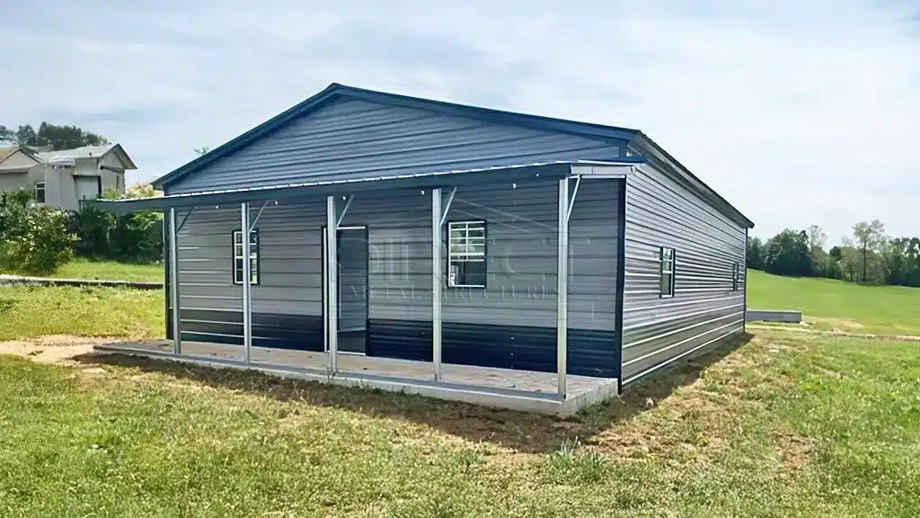 24x40 Metal Storage Shed with Lean-To