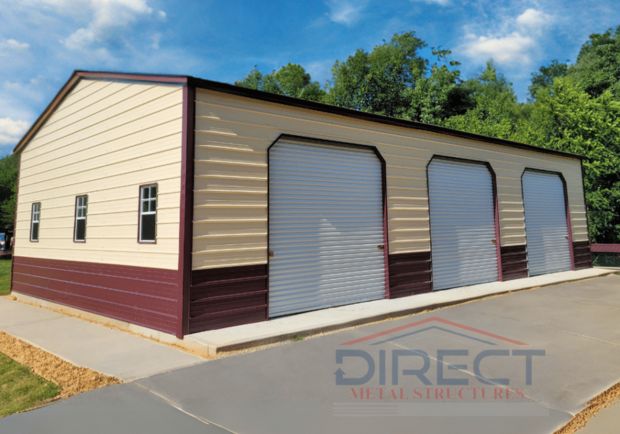 24x40x10 Three Car Side Entry Garage Direct Metal Structures
