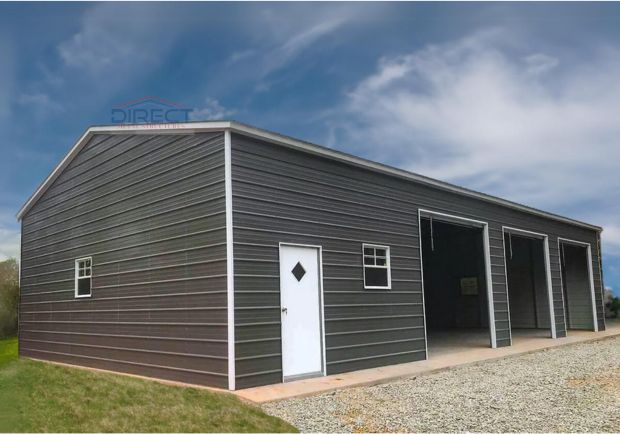 24x50x12 Three Car Side Entry Garage Direct Metal Structures