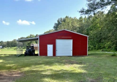 One Car Metal Garage With Lean-To Metal Garage Direct Metal Structures