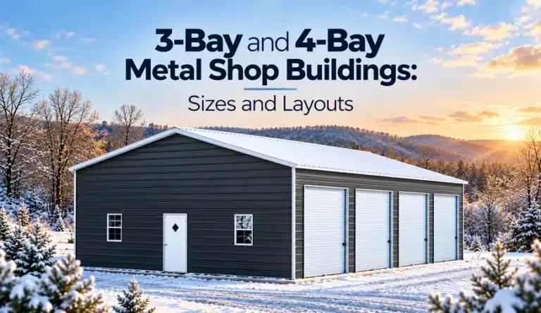 3-Bay and 4-Bay Metal Shop Buildings: Sizes and Layouts