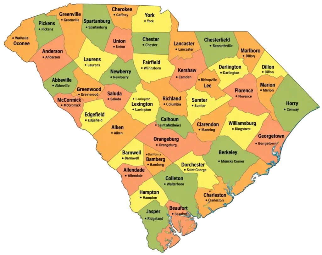 South Carolina Delivery Map